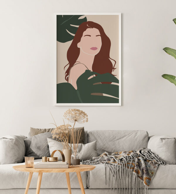 Minimalist Woman x Monstera Portrait White Frame Soil and Vine